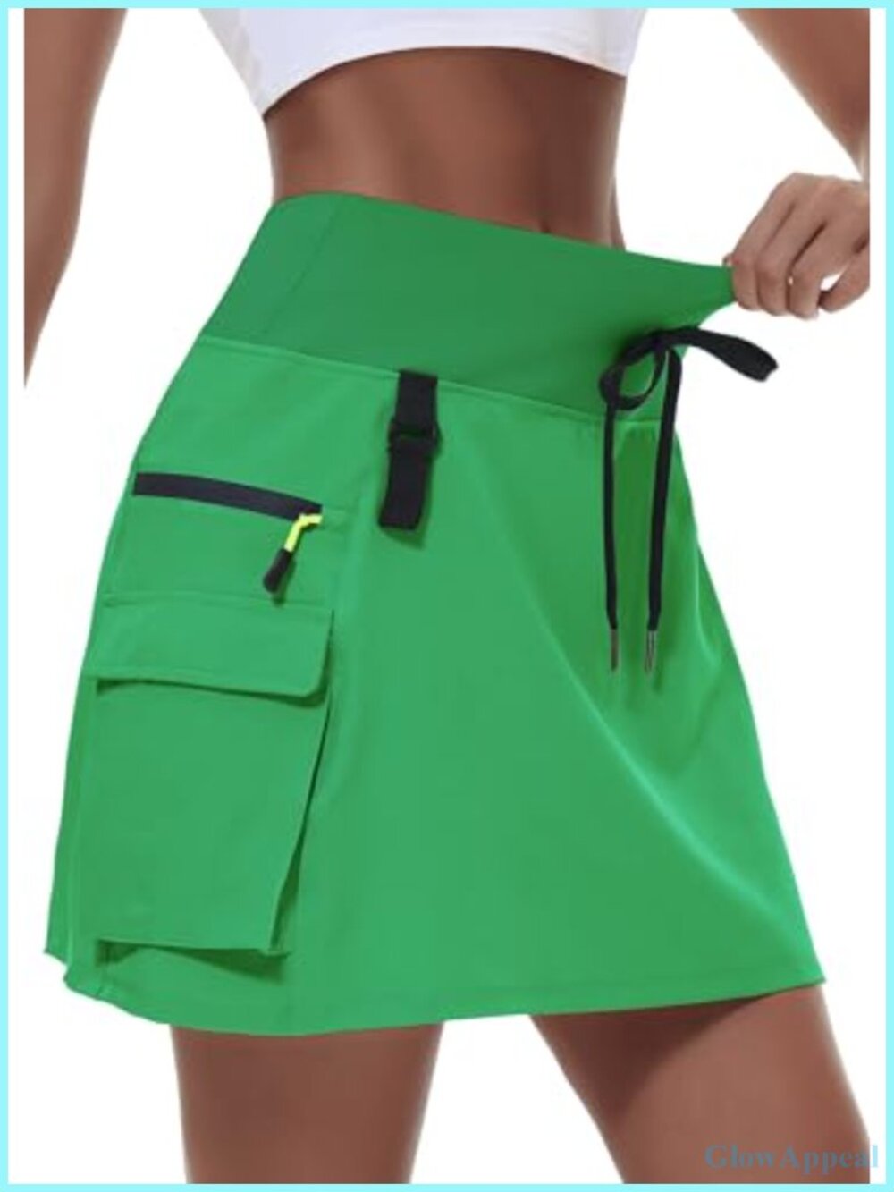 Hiking Cargo Skort with Zipper Pockets, High Waisted Quick Dry, UPF 50+, 4